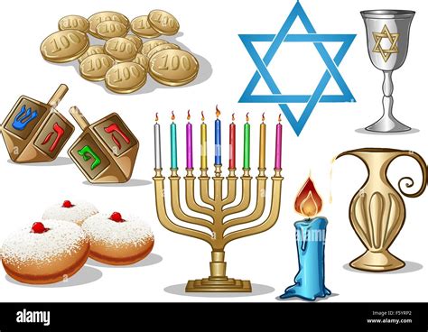 A Pack Of Vector Illustrations Of Famous Symbols For The Jewish Holiday