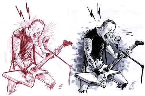 James Hetfield Of Metallica Color Pencil Sketch On Left Inks And