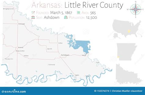 Map Of Little River County In Arkansas Stock Vector Illustration Of