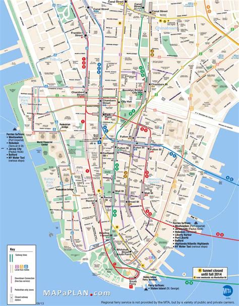 Large Printable Tourist Attractions Map Of Manhattan New York City In