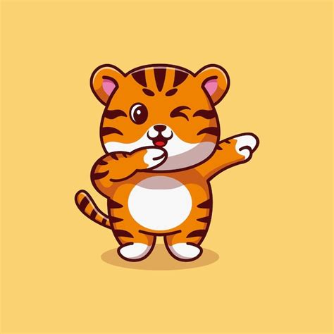 Premium Vector Cute Tiger Dabbing Cartoon Vector Icon Illustration