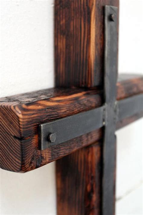 Cross Of Reclaimed Wood And Steel By Steelwoodandfireshop On Etsy