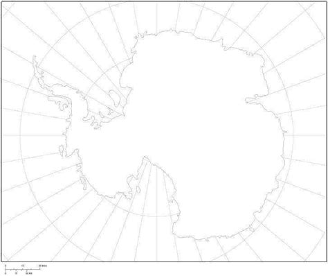 Antarctica Black And White Blank Outline Map