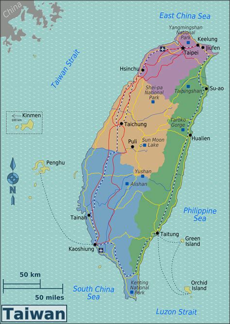 The island is officially known as and governed by the republic of china or roc. Karte von Taiwan (Karte Regionen) : Weltkarte.com - Karten ...