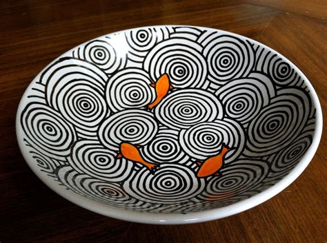Koi Fish Bowl Pottery Painting Designs Hand Painted Plates Pottery