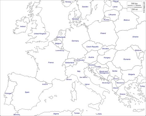 Map Of Europe Black And White Grahamdennis Me Europe Map Printable