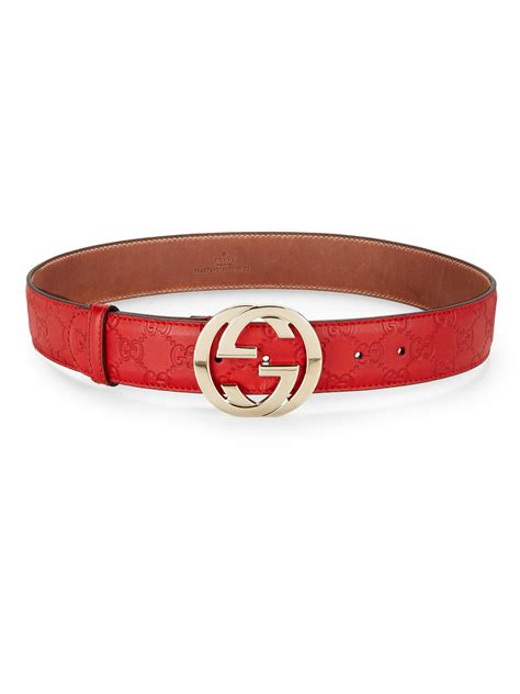 Lyst Gucci Interlocking G Buckle Leather Belt In Red