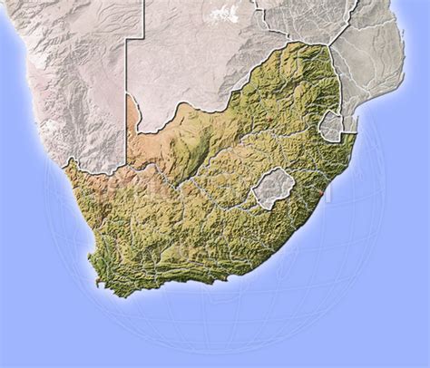 Physical Map Of South Africa Shaded Relief Outside
