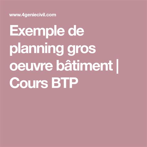 Exemple De Planning Gros Oeuvre B Timent Cours Btp Autocad Planning