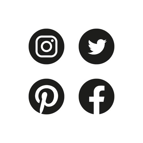 Premium Vector Set Of Four Black Social Media Icons Instagram