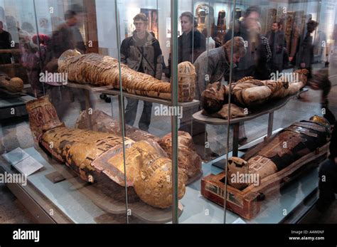 Egyptian Mummies At The British Museum London England Britain Uk Stock