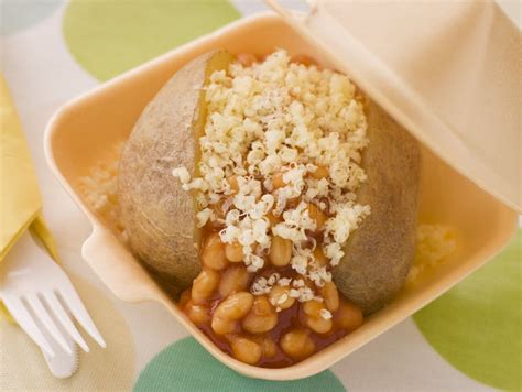 Baked Potato With Baked Beans And Cheese Stock Image Image Of