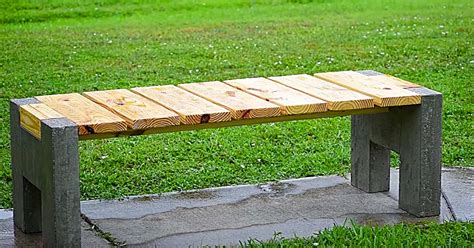 Diy Modern Concrete And Wood Outdoor Bench