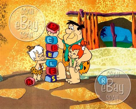 Rare Flintstones Cartoon Color Tv Photo Hanna Barbera Studio Pebbles