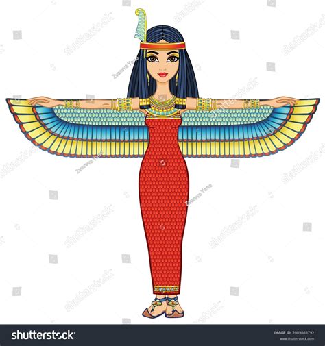 Animation Portrait Ancient Egyptian Goddess Maat Stock Vector Royalty Free 2089885792
