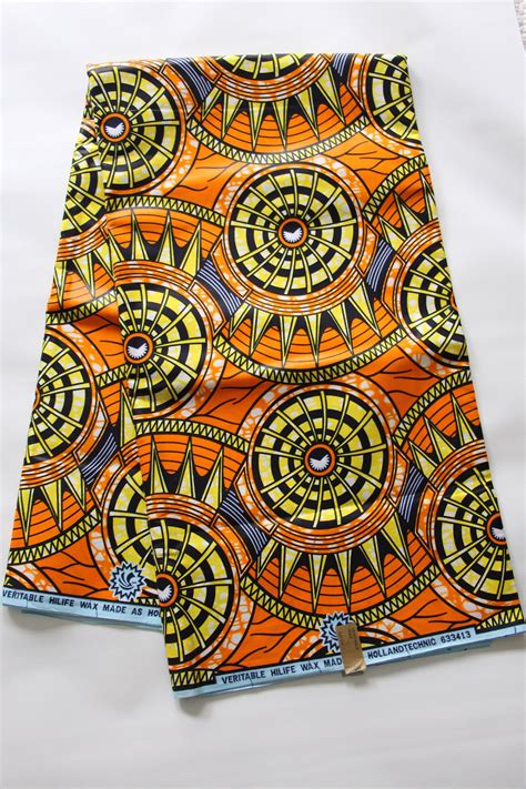 Wholesale African Wax Print Fabric Orange And Yellow Ankara Fabric