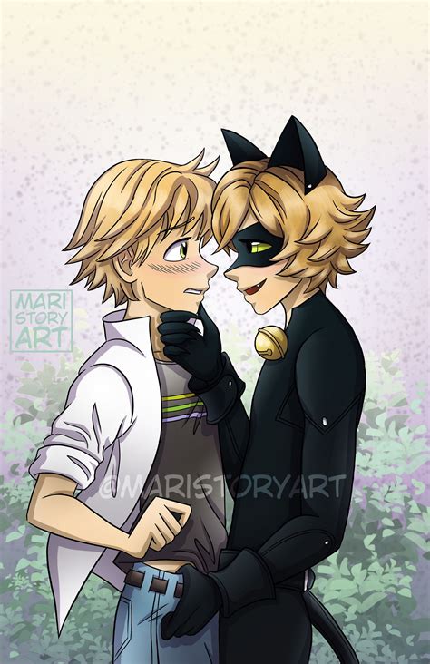 here s some risky~ chat noir x adrien for you all mwhahaha a drawing for a friend