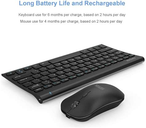 Arteck 24g Wireless Keyboard And Mouse Combo Ultra Compact Slim