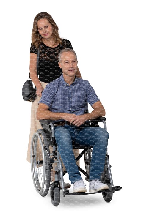 Cut Out Woman Pushing A Man Sitting In A Wheelchair Vishopper