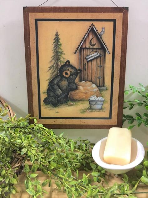 Laundry room rug, black bear bathroom sets bear bathroom. Cabin Bear Bathroom Sign Occupied black bears outhouse ...