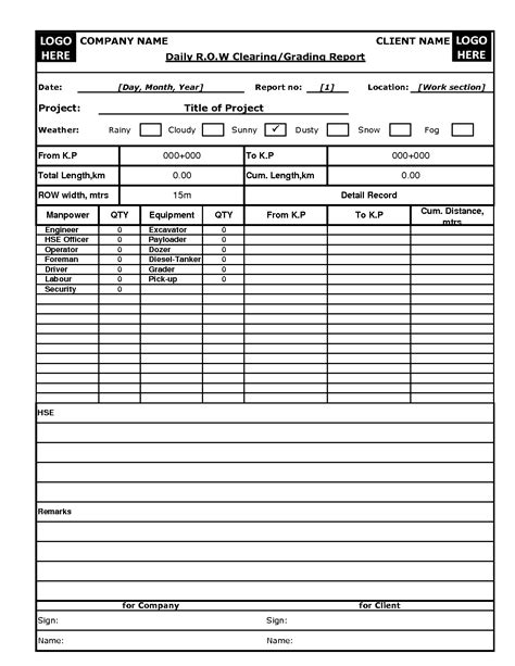 Free Construction Daily Report Template Excel
