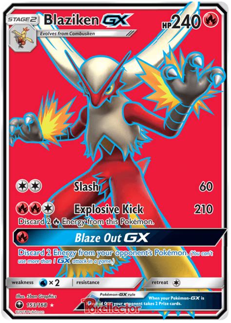 This card is blaziken's big brother who can do 210 damage for two fire and colorless. Blaziken GX - Celestial Storm #153 Pokemon Card