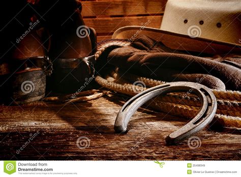 American West Rodeo Cowboy Old Horseshoe And Gear Stock Image Image
