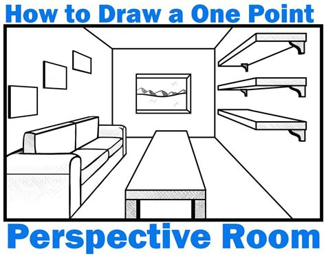 How To Draw A Room In 1 Point Perspective Easy Step By Step Drawing