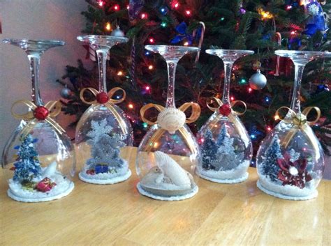 Wine Glass Snow Globes Wine Glass Christmas Decorations Wine Glass