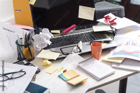 Messy And Cluttered Desk Stock Foto Adobe Stock