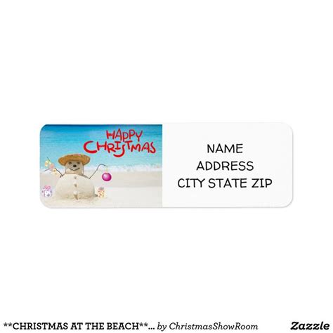 Christmas At The Beach Return Address Label Zazzle Com Custom