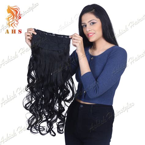 AHS Curly Wavy Long Hair Extension In Black Color For Women And Girls