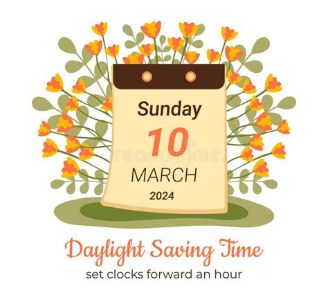March 2024 Daylight Saving Time Begins Concept Spring Forward Set