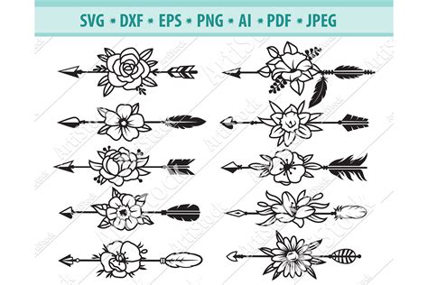 Arrows Svg File Arrow With Flowers Svg Plant Eps Png Dxf 618936