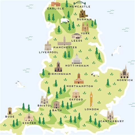 Map Of England Print By Pepper Pot Studios