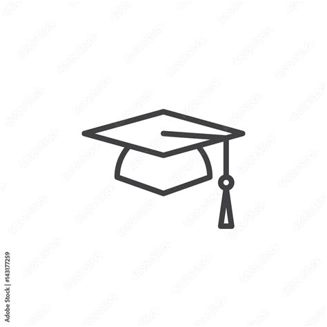 Square Academic Cap Graduation Hat Line Icon Outline Vector Sign Linear Style Pictogram
