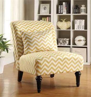 Printed accent chair for sale. White Yellow Fabric Wood Accent Chair w/Chevron Print ...
