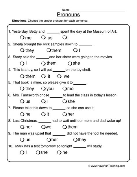 This age is a transition time between the innocent dependance of young childhood and the rebellious independence of old childhood! Worksheets On Pronouns For Grade 5