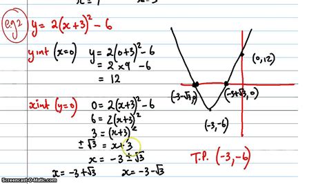 Sketching Quadratic Graphs Using The Turning Point Method Part 2 Ex 9