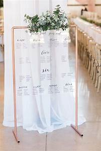 Acrylic Seating Chart With Gold Easel And Greenery