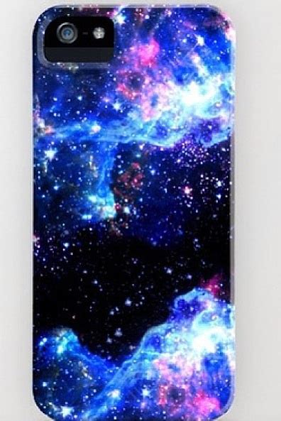 An Iphone Case With Blue And Pink Stars In The Sky On A White Background