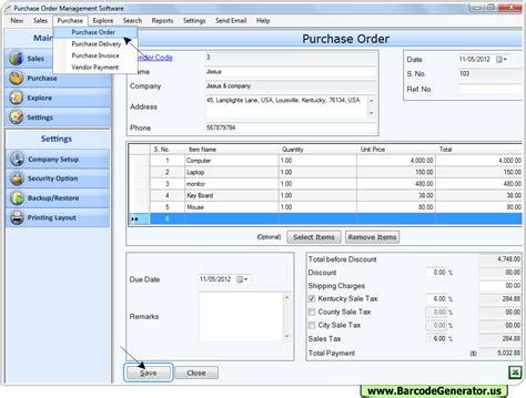 Purchase Order Management Software Screenshots Po System Maintain Sales