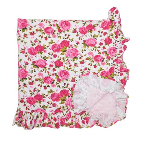Pink Minky Pink Floral Floral Minky Baby Blanket Baby Etsy