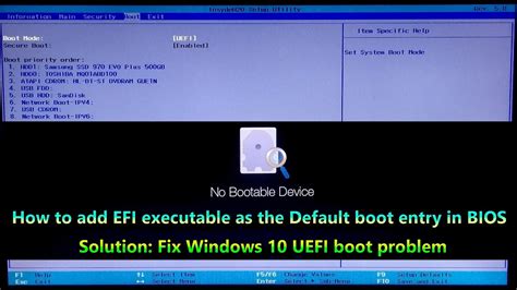 How To Add EFI Executable As The Default Boot Entry In BIOS Fix