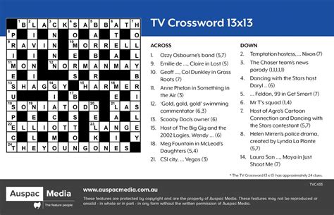 Tv Crossword 13x13