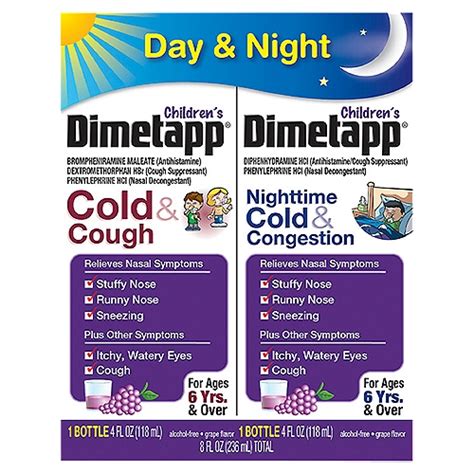 Dimetapp Childrens Day And Night Grape Flavor Liquid For Ages 6 Yrs