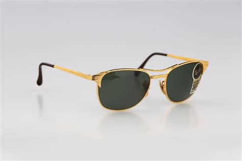 Ray Ban Bandl Signet Vintage 90s Gold Square Aviator Sunglasses Etsy