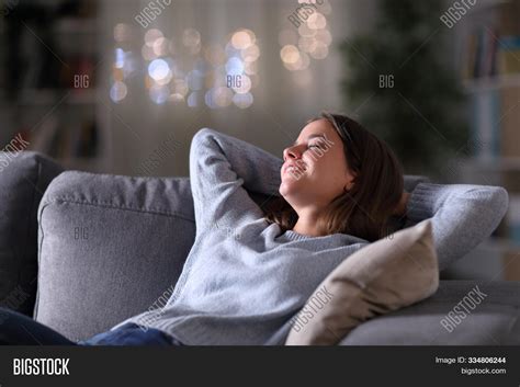 Happy Woman Relaxing Image And Photo Free Trial Bigstock