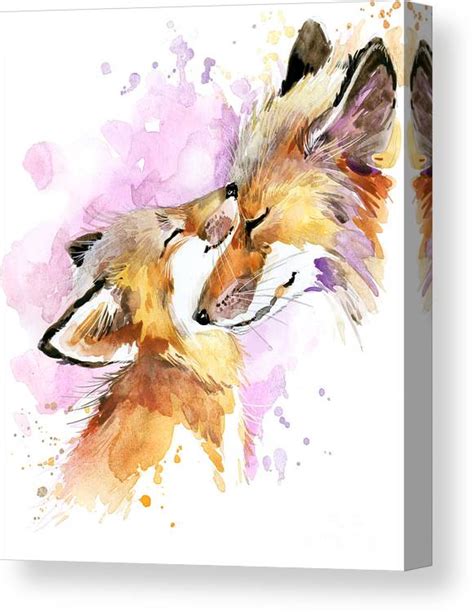 Fox Watercolor Illustration Mothers Canvas Print Canvas Art By