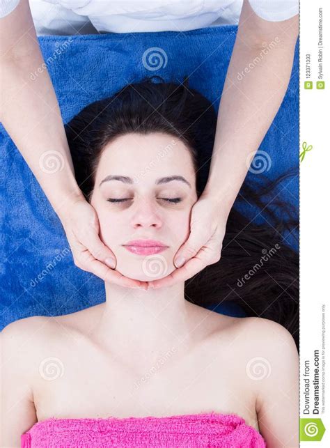 Relax Young Woman Massage Face Stock Image Image Of Attractive Salon